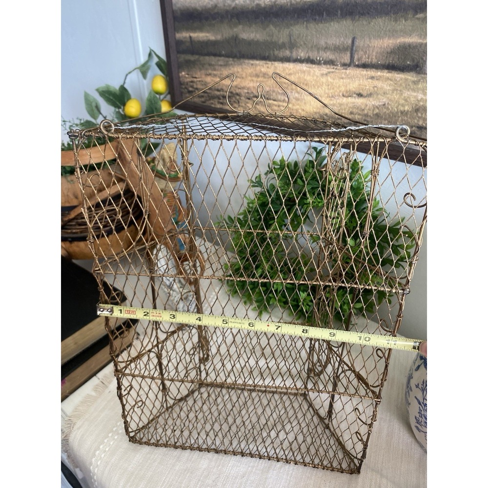 Metal Vintage Gold Color Miniature Twisted Wire Curio Shelf Approx.18 InchesTall - Picture 6 of 6